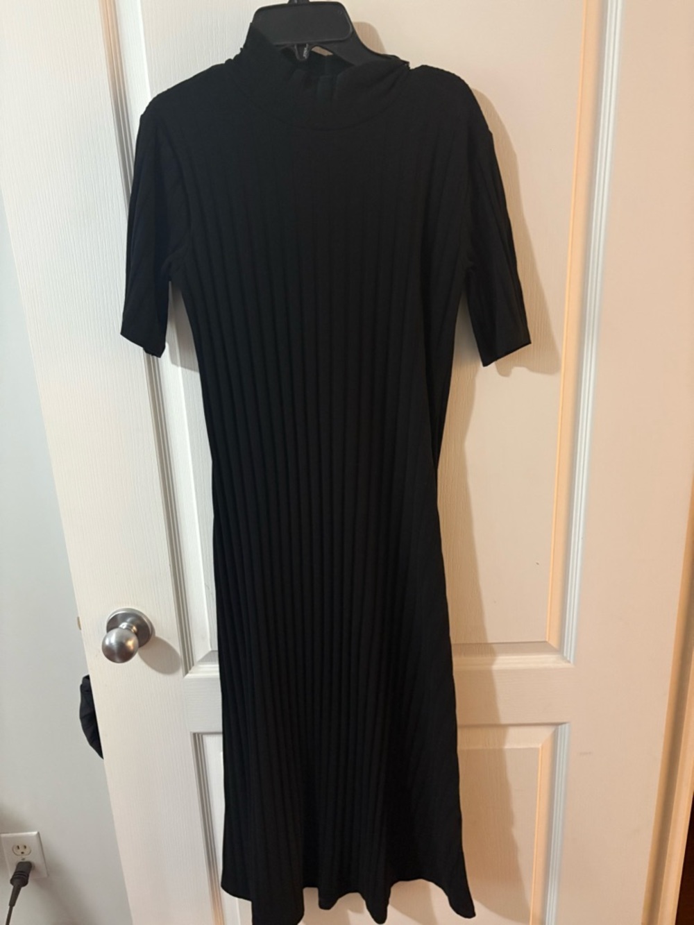Zara Black Ribbed Mock Neck Midi Dress
